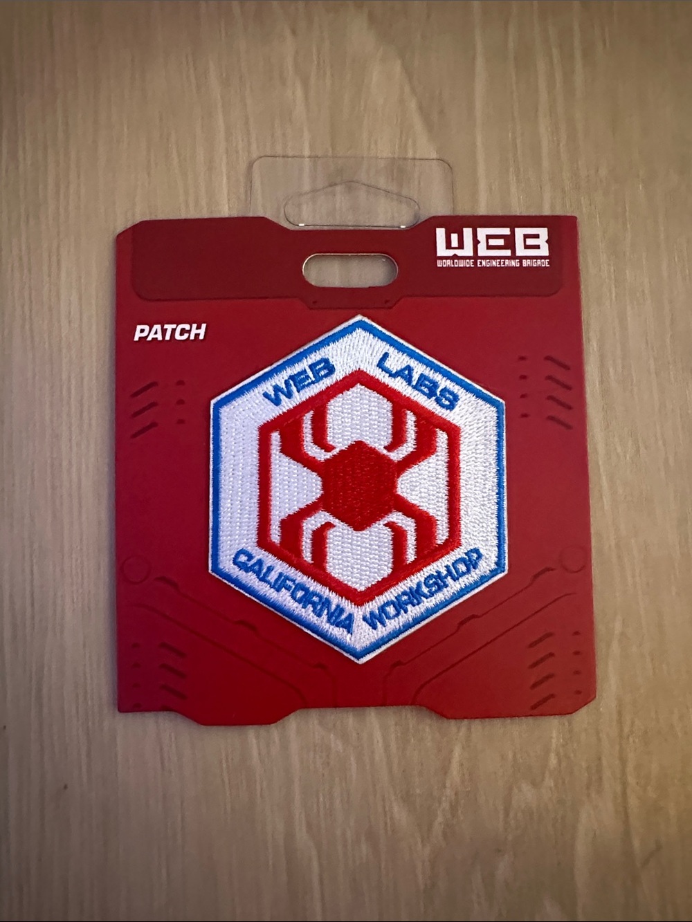 Disney Red White Blue Spider Hexagon Patch Brooch
